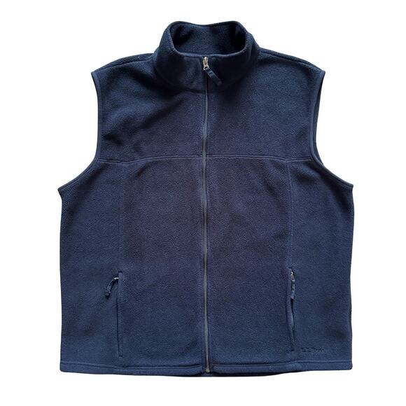 L.L. Bean Fleece Vest Mens Sz XL Reg Blue Navy Zip up Activewear Polartec - Picture 1 of 10